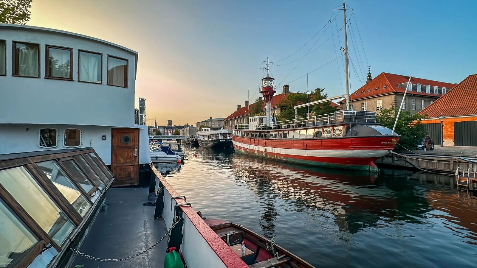 Canal with boats in Denmark