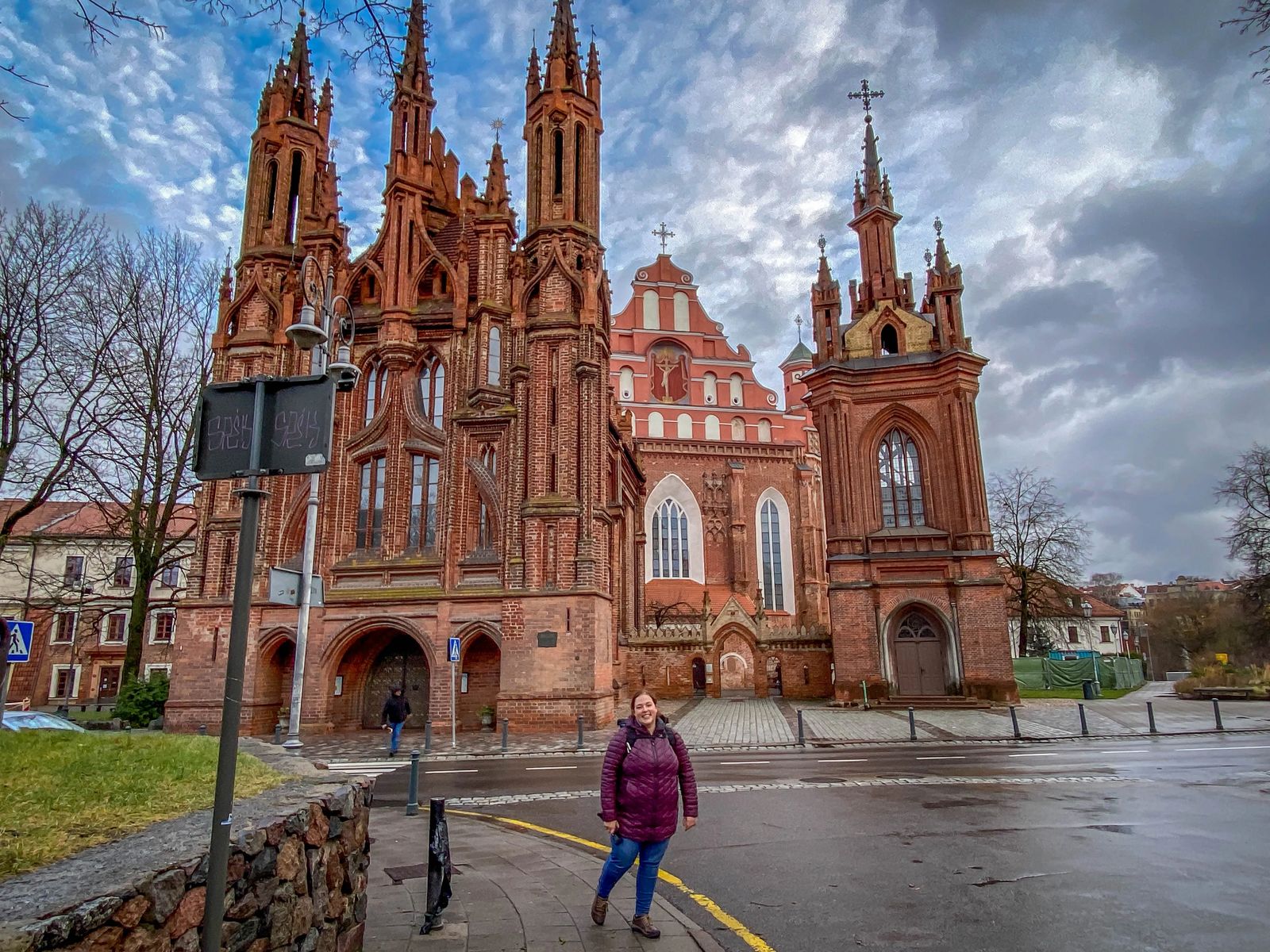 Janiel Standing in front of St Annes Church in Vilnius