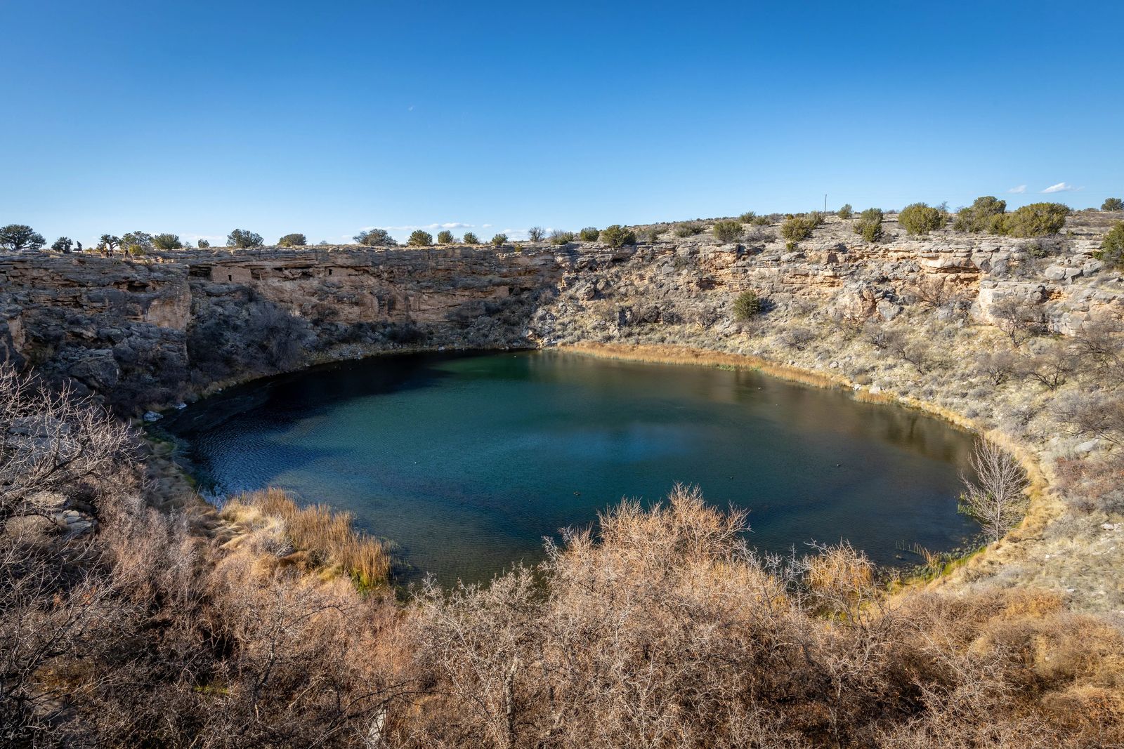 Round sinkhole with blue water - Things to do in Sedona