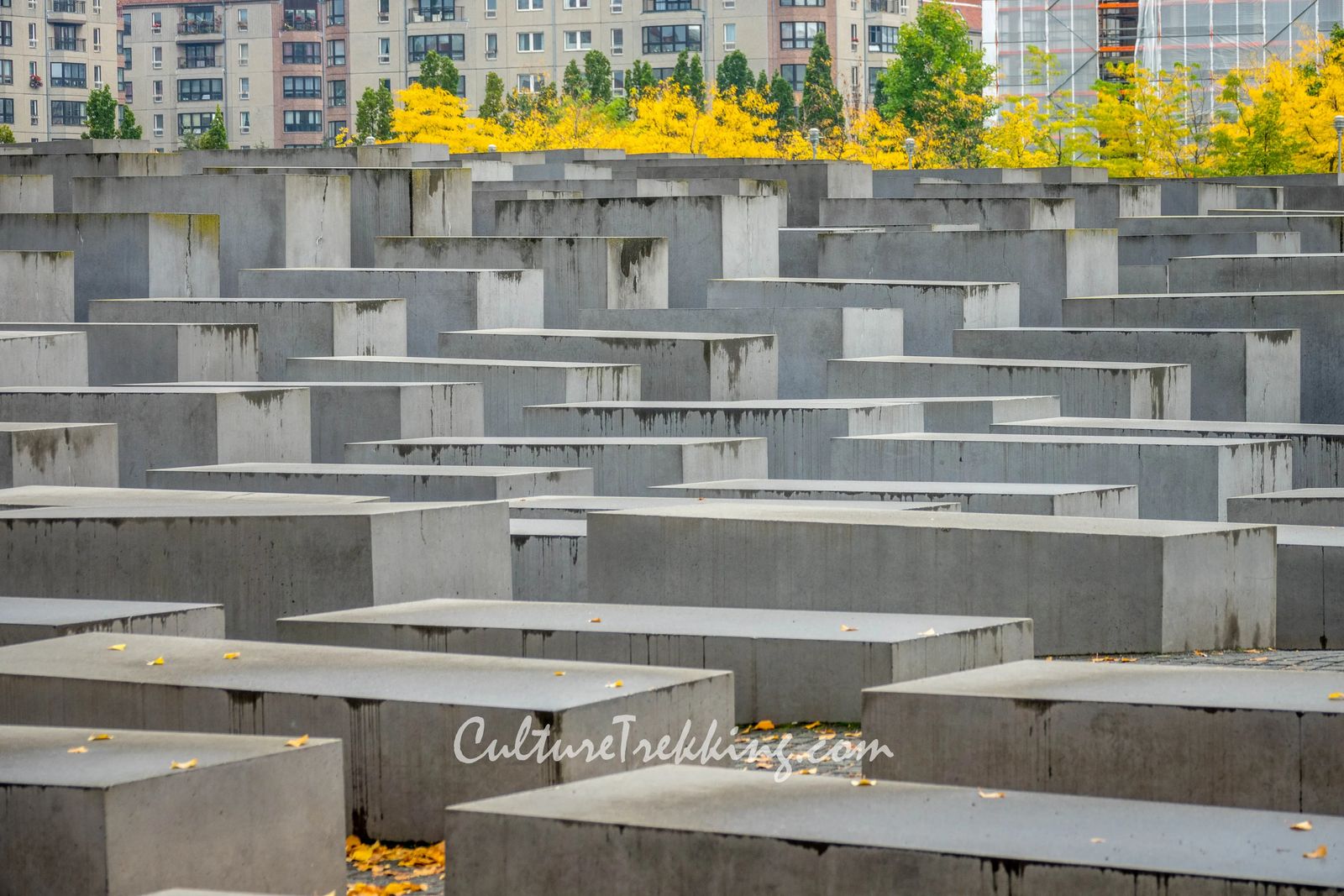 backpacking Eastern Europe 12 hours in Berlin and what to see. Large concrete slabs of varying sizes that resemble Jewish graves