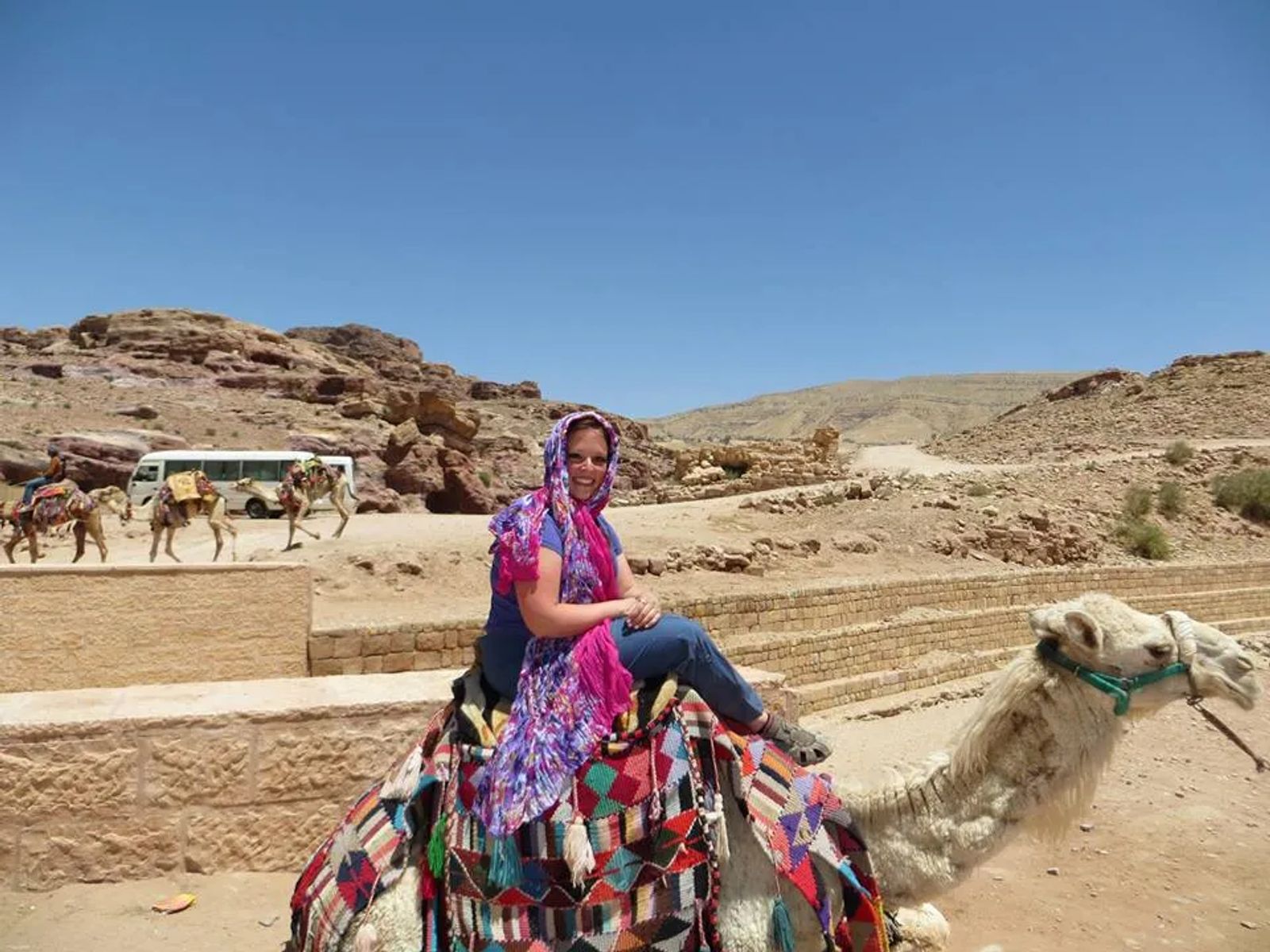 Riding a Camel in Petra Jordan