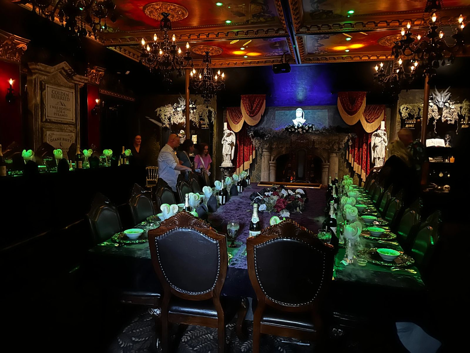 spooky table settings for a large group