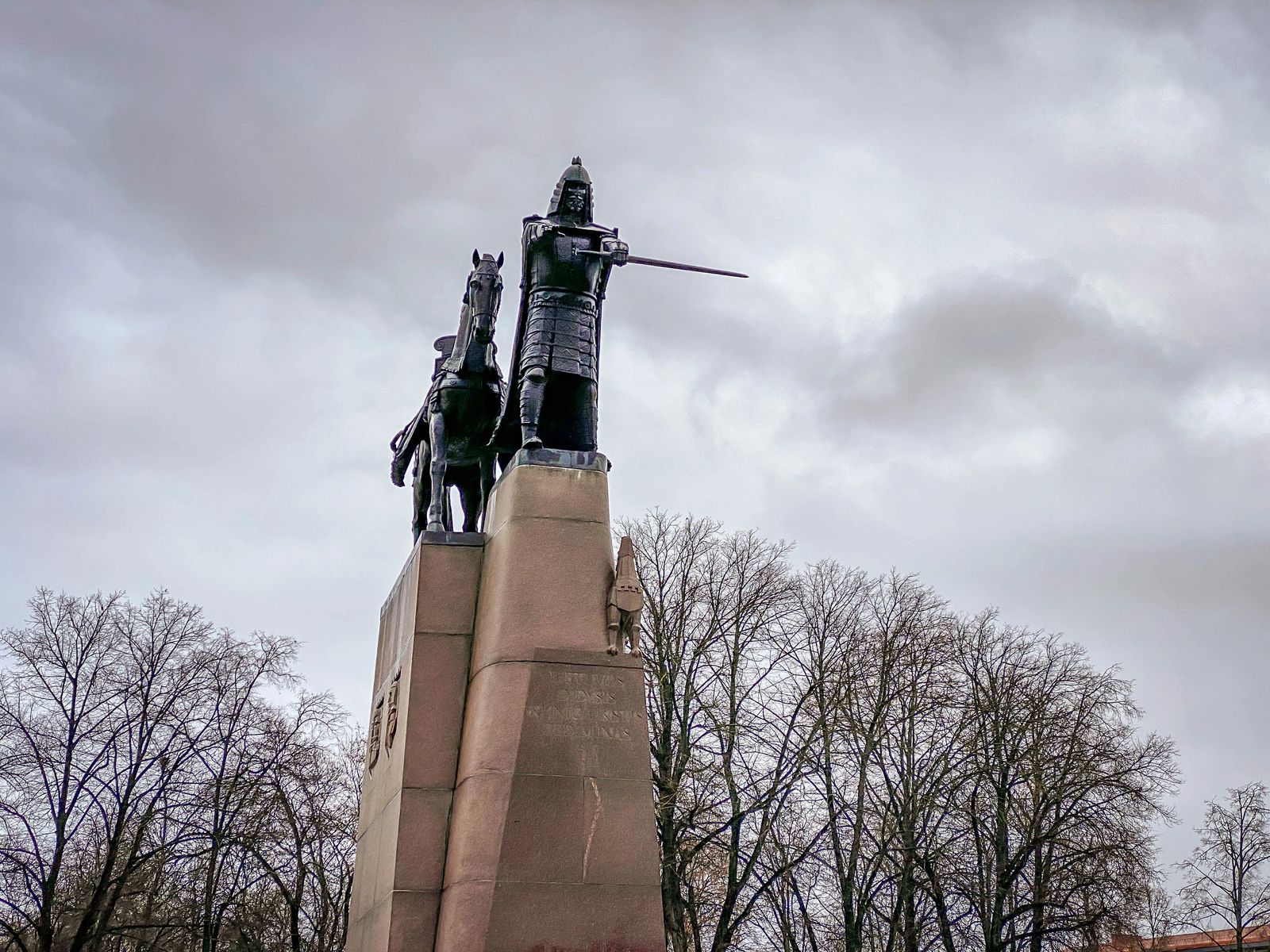 Gediminus Statue in Cathedral Square in Vilnius