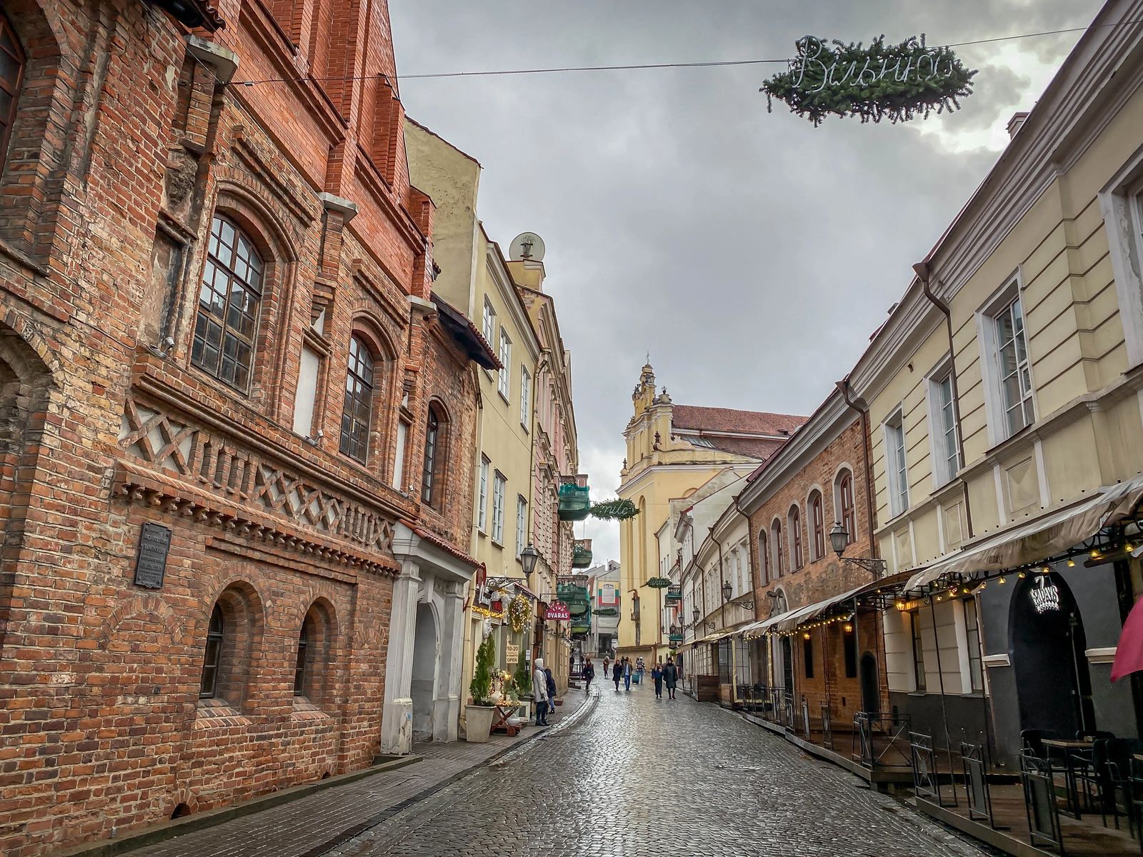 Piles Street with colorful buildgins and intricate brick