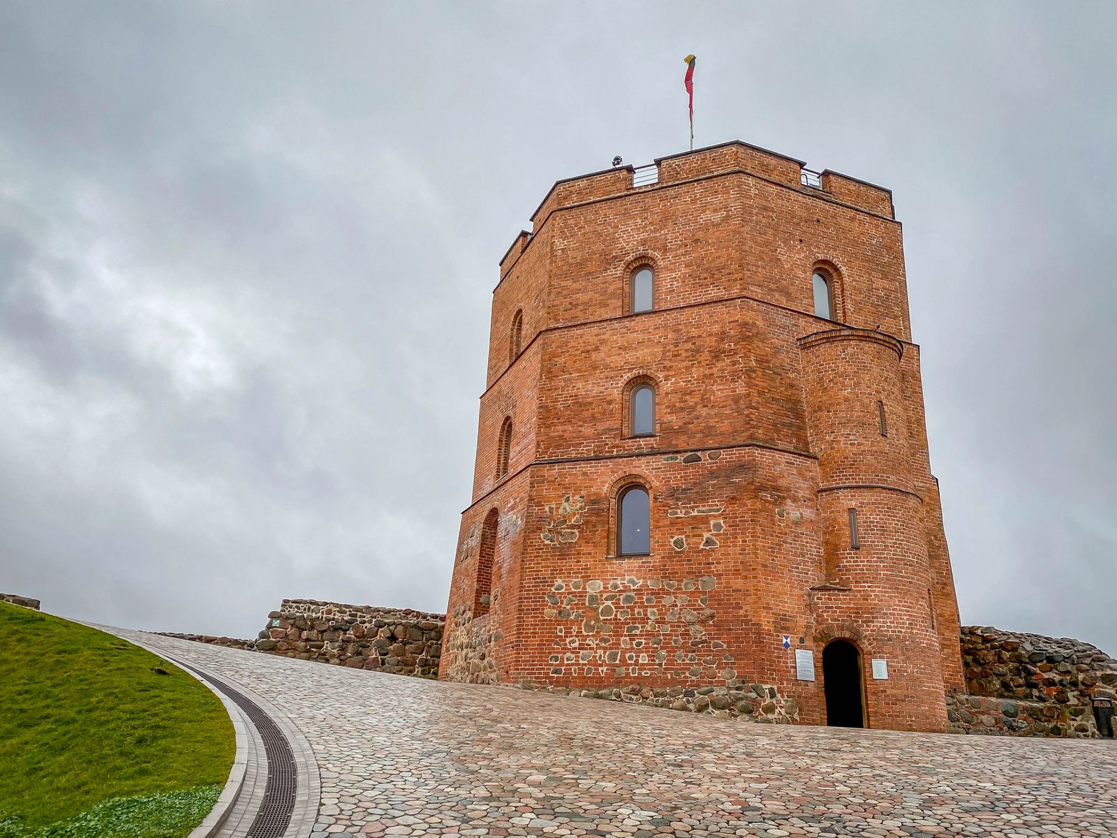 Gediminus tower during a rainy day, four stories