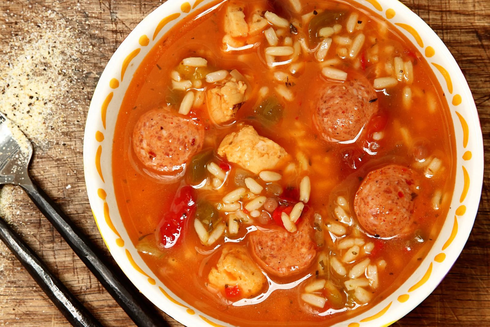 Tomato based Gumbo with Andouille. Best New Orleans food to eat. 