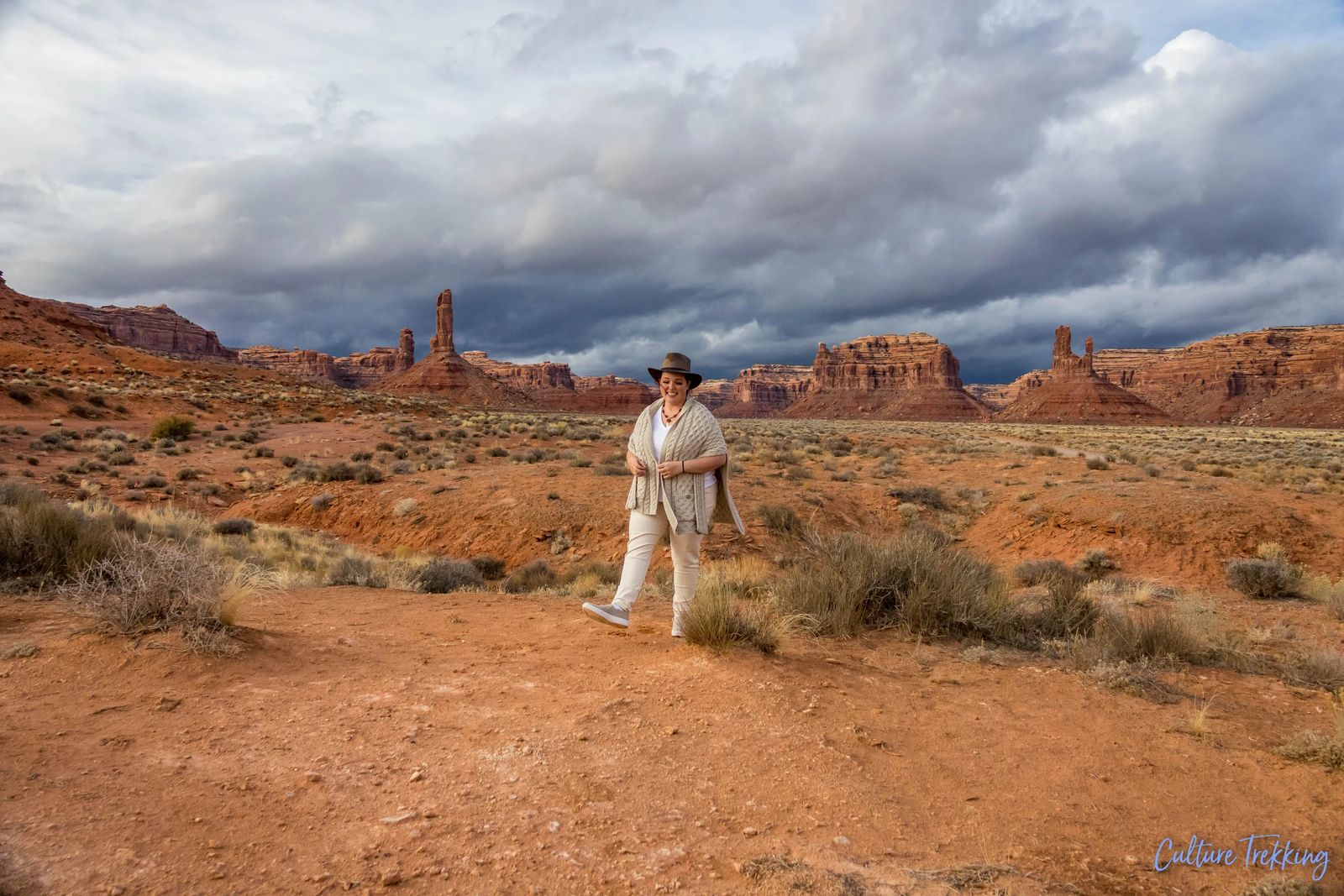 walking through the valley of the gods in southern utah
